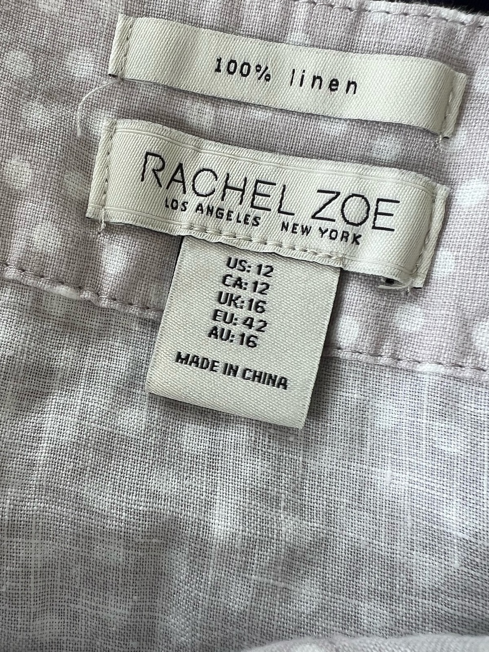 Rachel Zoe 100% Linen Polka Dot Midi Skirt Button Front Cottagecore Costal 12 - Picture 7 of 7